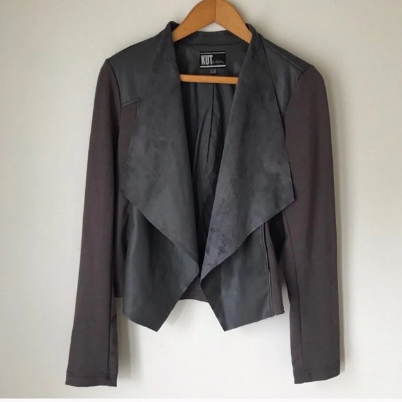 Kut from the Kloth Brown open front drape jacket. - Picture 2 of 8